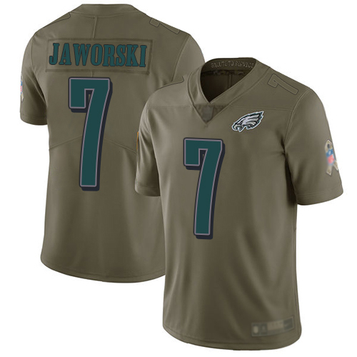 Men Philadelphia Eagles #7 Ron Jaworski Limited Olive 2017 Salute to Service Football NFL Jersey->nfl t-shirts->Sports Accessory